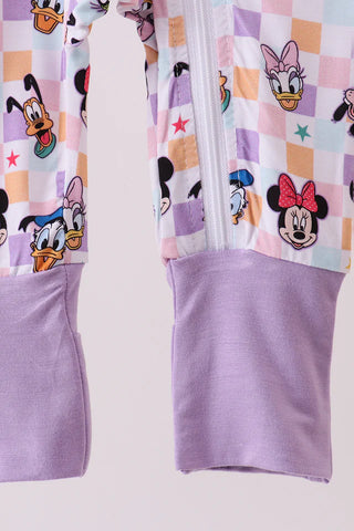 Magic Friends Checkered Bamboo Baby Zip Romper