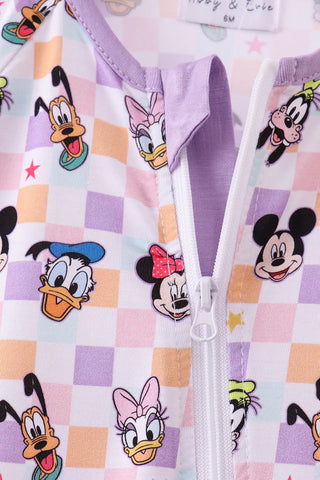 Magic Friends Checkered Bamboo Baby Zip Romper