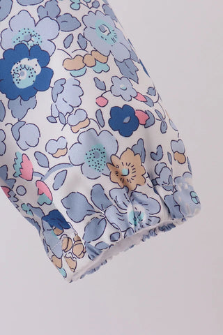 Sylvie Blue Floral Ruffle Raincoat