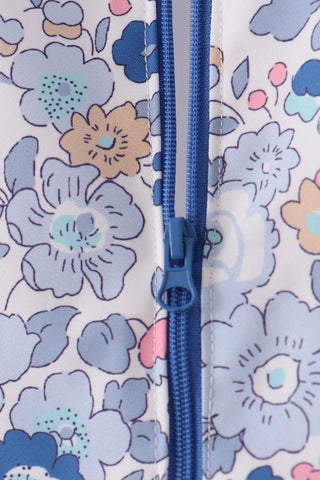 Sylvie Blue Floral Ruffle Raincoat