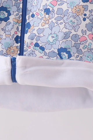 Sylvie Blue Floral Ruffle Raincoat
