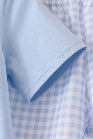 Ghostly Gingham Embroidered Boy Shorts Set