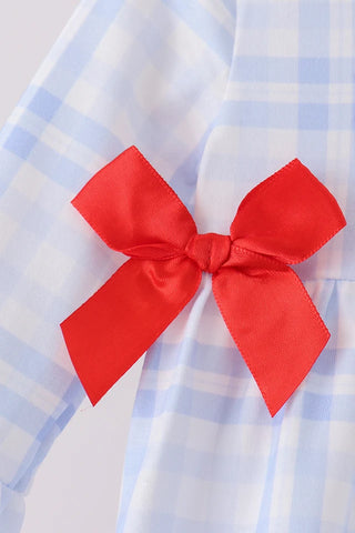 Jamie Blue Plaid Ruffle Bubble
