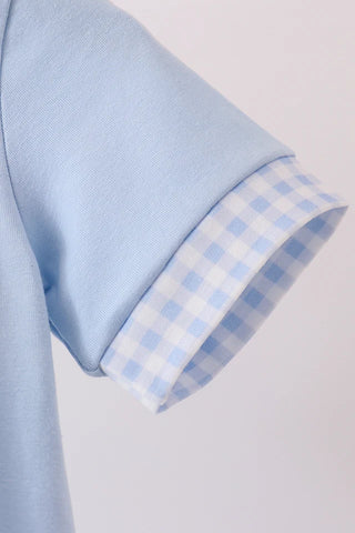 Ghostly Gingham Embroidered Boy Bubble