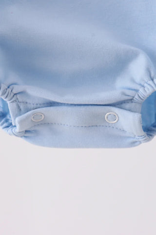 Ghostly Gingham Embroidered Boy Bubble