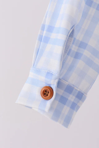 Jamie Blue Plaid Boy Button Down Shirt
