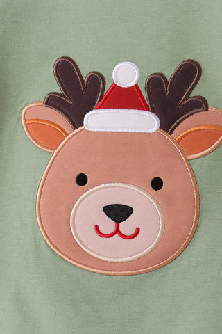 Jolly Little Reindeer Applique Boy Pants Set