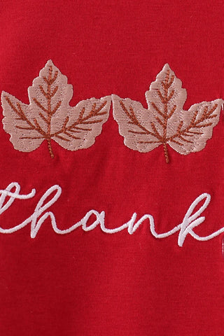 Thankful Season Embroidered Gingham Boy Pants Set
