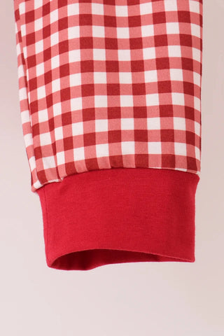 Thankful Season Embroidered Gingham Boy Pants Set