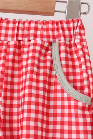 Ho Ho Ho Santa Applique Gingham Boy Pants Set