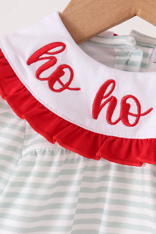 Ho Ho Ho Santa Applique Stripe Ruffle Bloomer Set