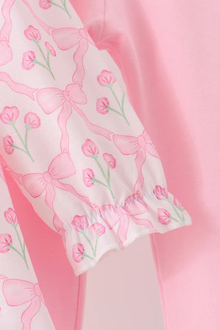 Hallie Pink Floral Ruffle Pants Set