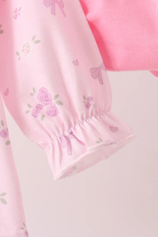 Hallie Pink Floral Bow Ruffle Bloomer Set