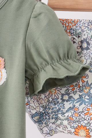Pumpkin Cart Cutie French Knot Girl Bloomer Set