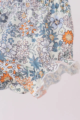 Pumpkin Cart Cutie French Knot Girl Bloomer Set