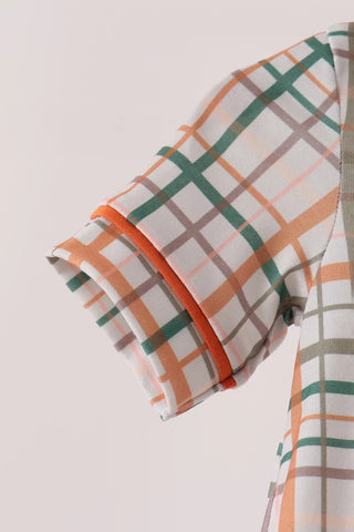 Harvest Pumpkin Plaid Boy Bubble