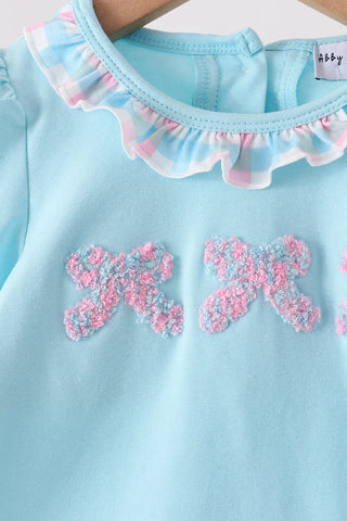 Cotton Candy Plaid French Knot Girl Bloomer Set