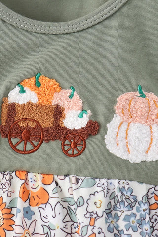 Pumpkin Cart Cutie French Knot Girl Bubble