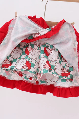 Santa Season Embroidered Ruffle Skort Set