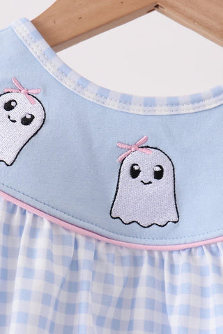 Ghostly Gingham Embroidered Ruffle Bubble
