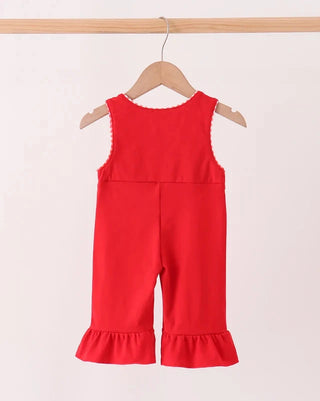 Christmas Classics Embroidered Ruffle Jumpsuit