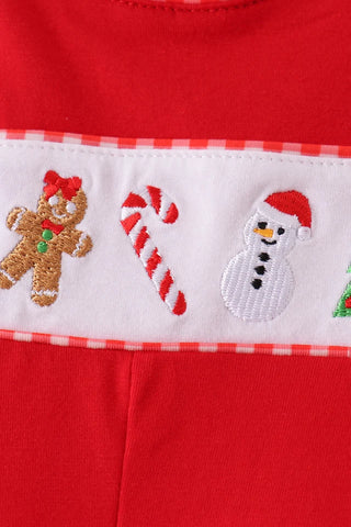 Christmas Classics Embroidered Ruffle Jumpsuit