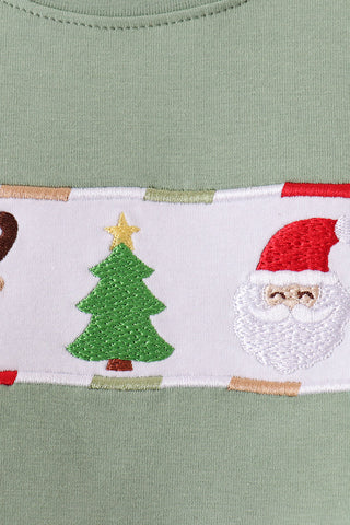 Santa’s Sidekicks Embroidered Boy Pants Set