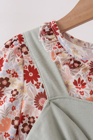 Turkey & Posies Applique Girl Dress Set