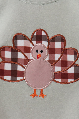 Turkey & Plaid Applique Boy Pants Set