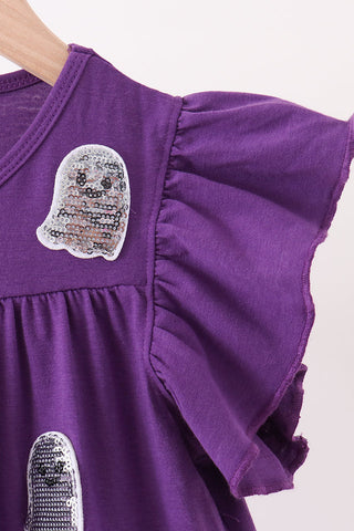 Pumpkin Pop Ghost Sequin Ruffle Dress