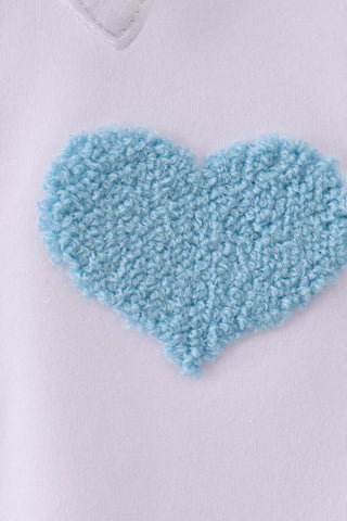 French Knot Blue Heart Boy Long Sleeve Shirt