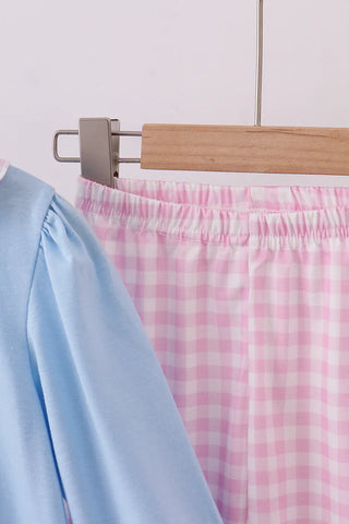 Puppy Love Gingham Ruffle Girl Pants Set