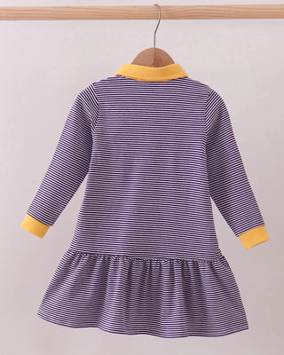 Purple & Gold Geaux Stripes Dress