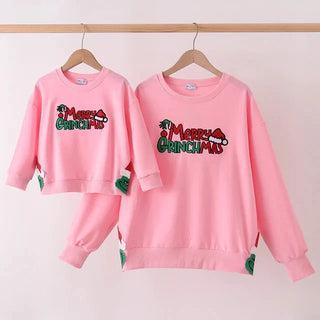 Merry Grinchmas Embroidered Mom & Me Sweatshirt
