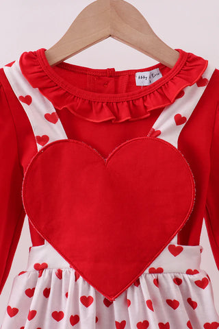 Sweet Love Ruffle Heart Applique Dress Set