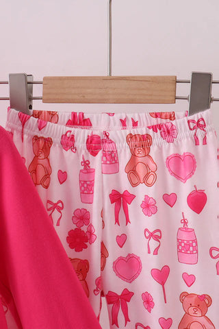 Teddy Love Pink Ruffle Pants Set