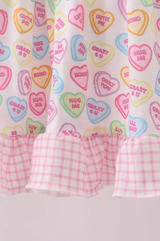 Conversation Hearts Purple Ruffle Pants Set