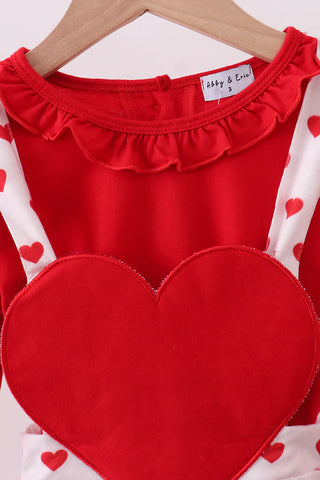 Sweet Love Ruffle Heart Applique Jumpsuit Set