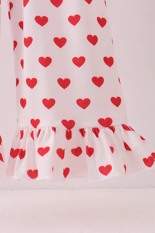 Sweet Love Ruffle Heart Applique Jumpsuit Set