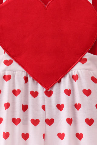 Sweet Love Ruffle Heart Applique Jumpsuit Set