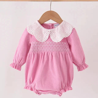 Sterling Pink Corduroy Lace Smocked Bubble