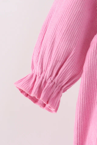 Sterling Pink Corduroy Lace Smocked Bubble