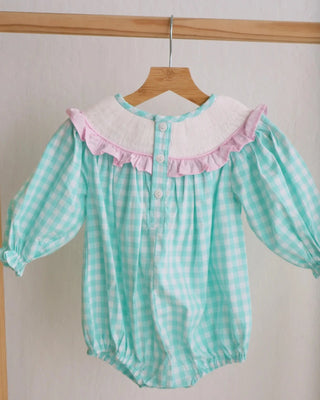 Mint Christmas Nutcracker Smocked Gingham Bubble