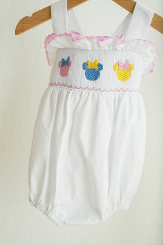 Pastel Mouse Parade Smocked Ruffle Bubble