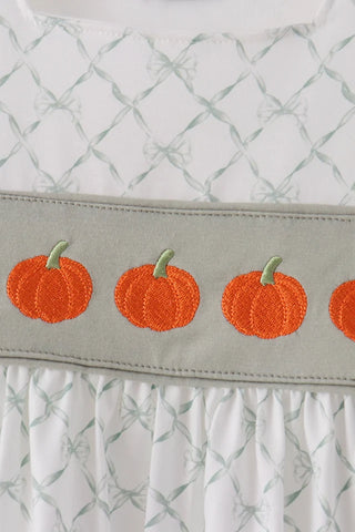 Pumpkin Trellis Embroidered Bow Ruffle Shorts Set