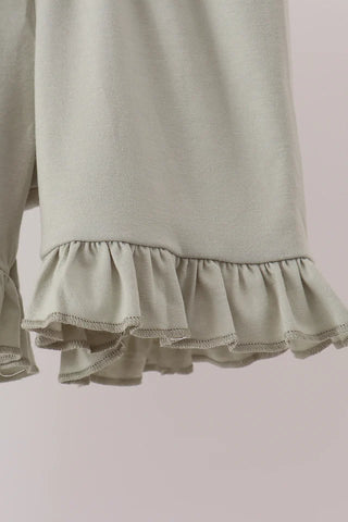 Pumpkin Trellis Embroidered Bow Ruffle Shorts Set
