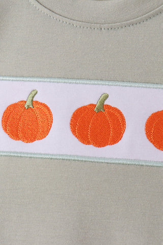 Pumpkin Row Embroidered Sage Boy Shorts Set