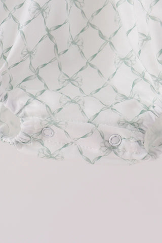 Pumpkin Trellis Embroidered Bow Ruffle Bubble