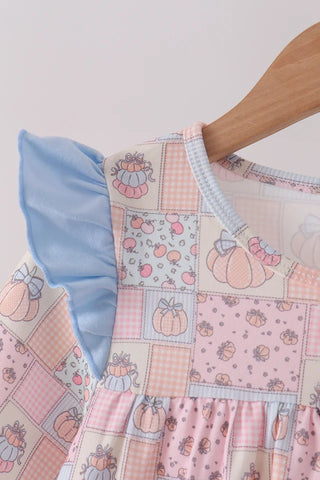 Pumpkin Petal Patchwork Ruffle Pants Set