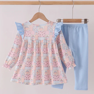 Pumpkin Petal Patchwork Ruffle Pants Set